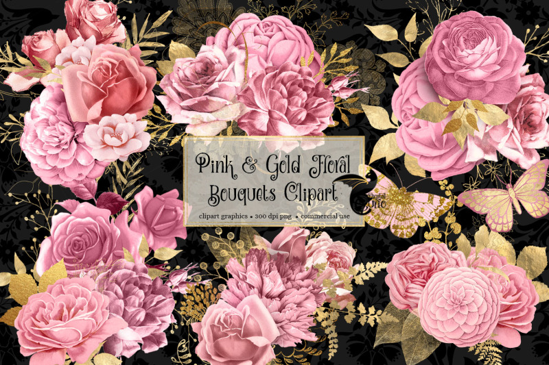 pink-and-gold-floral-clipart