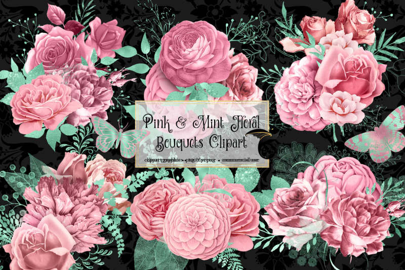 pink-and-mint-floral-clipart