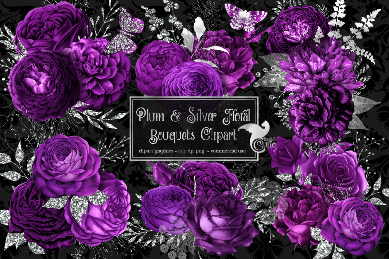 plum-and-silver-floral-clipart