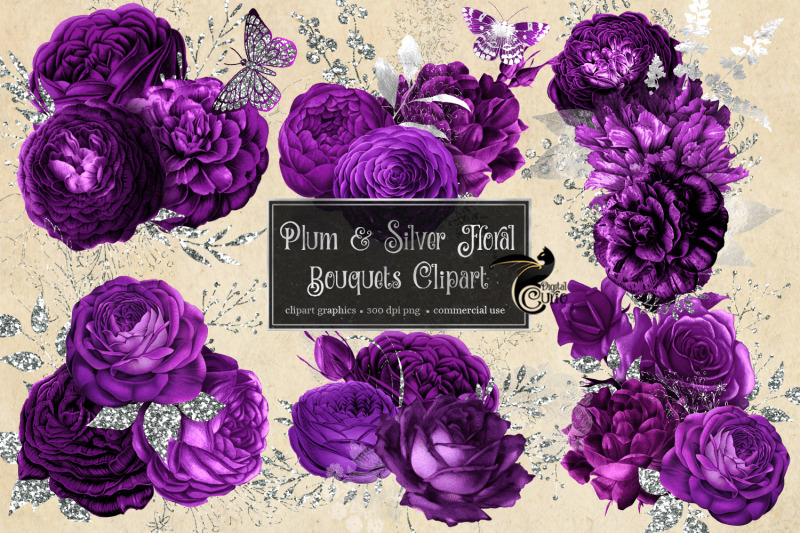 plum-and-silver-floral-clipart