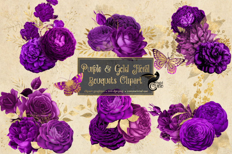 purple-and-gold-floral-clipart