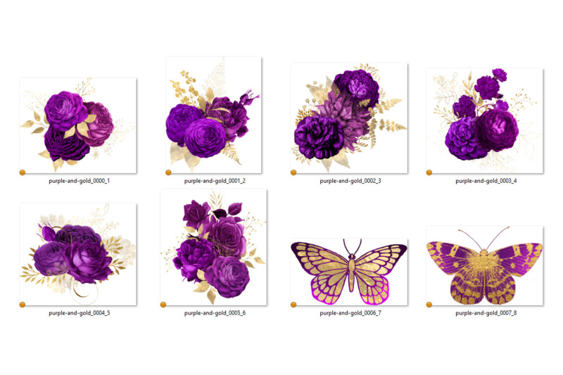 purple-and-gold-floral-clipart