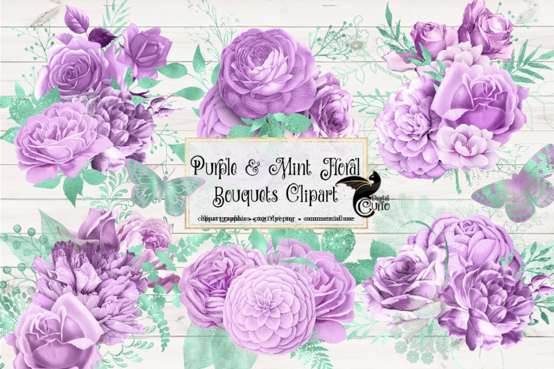 purple-and-mint-floral-clipart