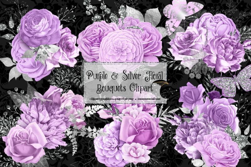 purple-and-silver-floral-clipart