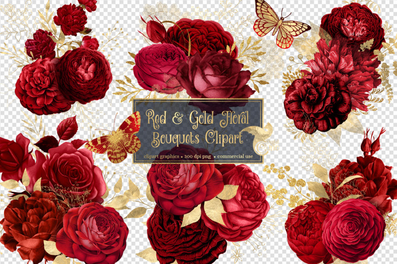 red-and-gold-floral-clipart