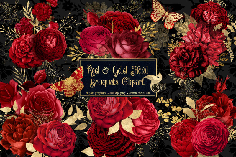 red-and-gold-floral-clipart