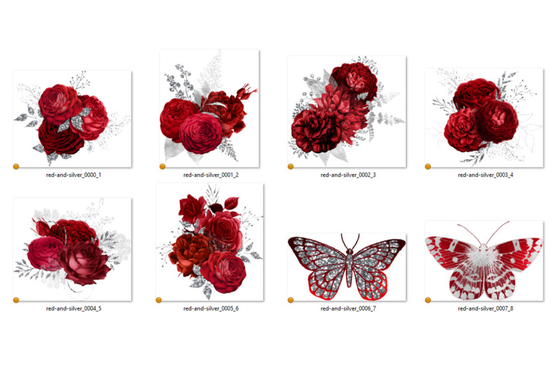 red-and-silver-floral-clipart