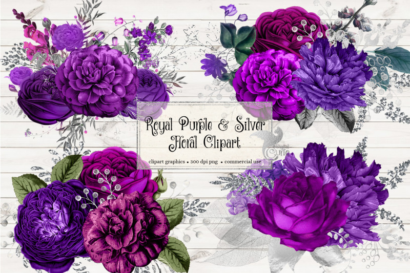 royal-purple-and-silver-floral-clipart