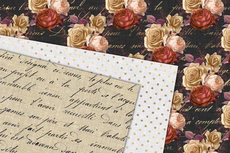 russet-gold-floral-digital-paper