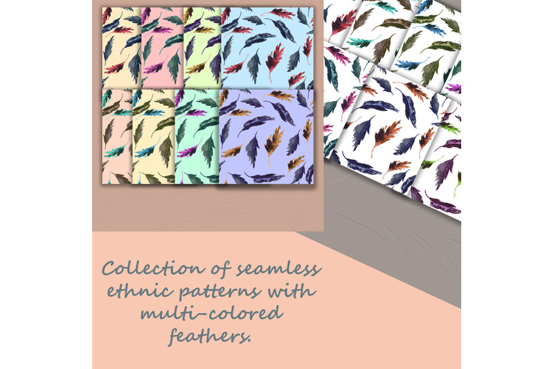 collection-of-seamless-watercolor-ethnic-backgrounds-with-bird-feather