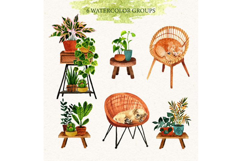 houseplants-watercolor-set