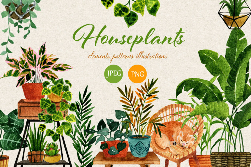 houseplants-watercolor-set