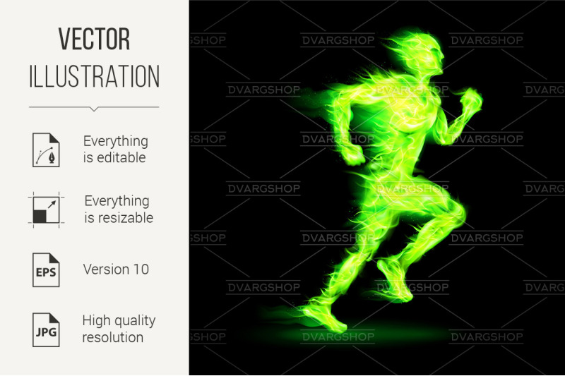 green-fiery-running-man