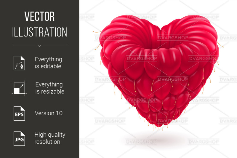 raspberry-in-heart-shape