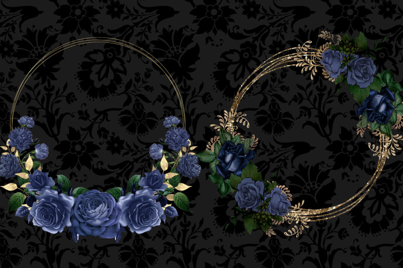 navy-and-gold-floral-wreatss