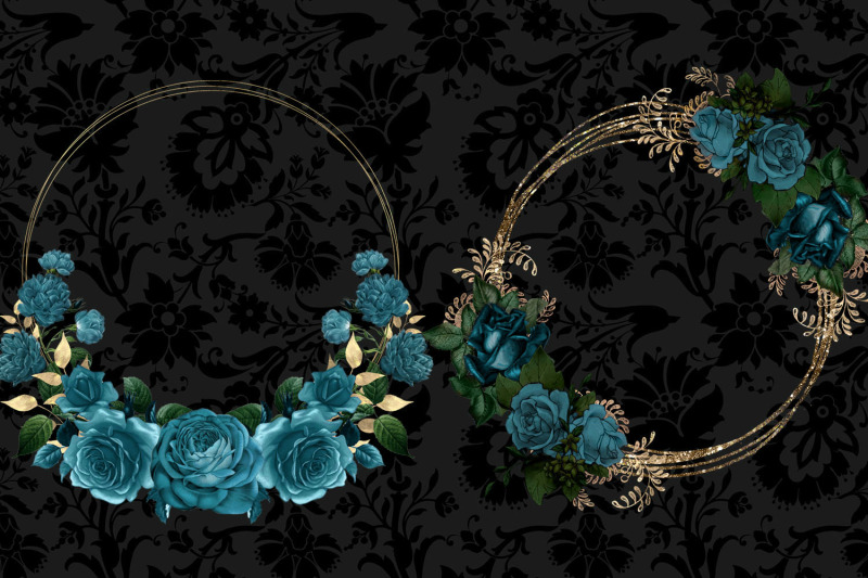 turquoise-and-gold-floral-wreaths