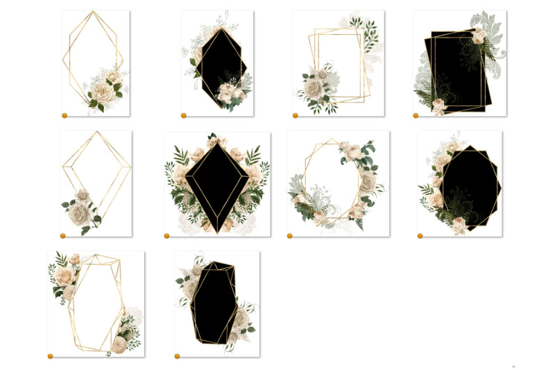 ivory-floral-polygonal-frames-clipart