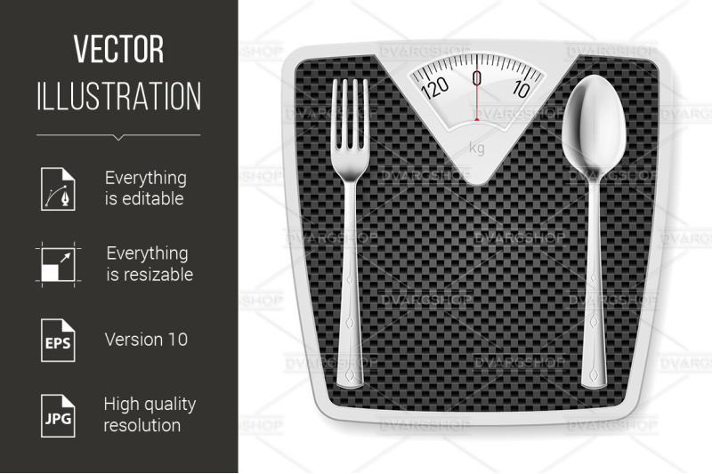 bathroom-scales-with-fork-and-spoon