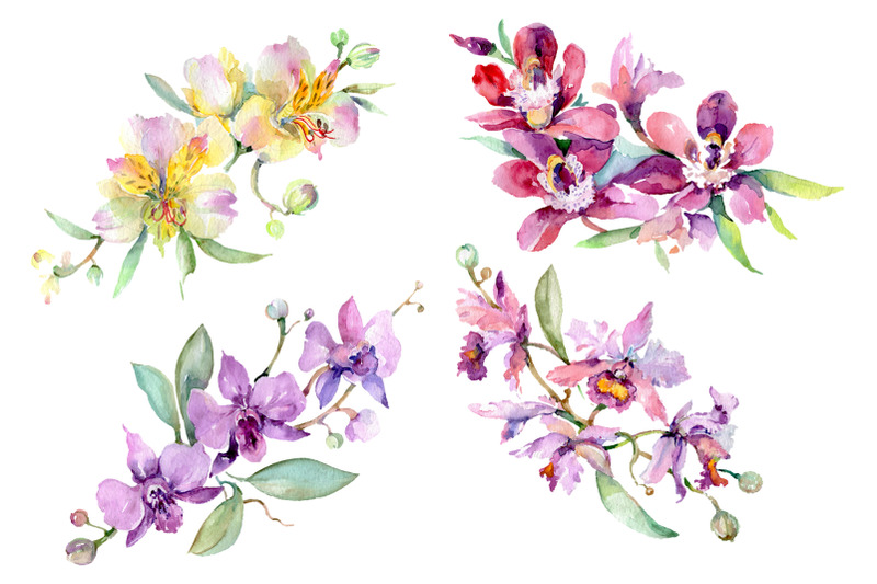 bouquet-with-orchids-angel-gift-watercolor-png