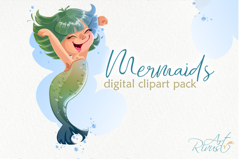 funny-mermaids-clipart-pack