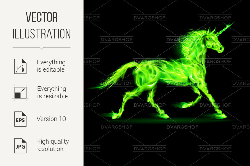 green-fire-unicorn