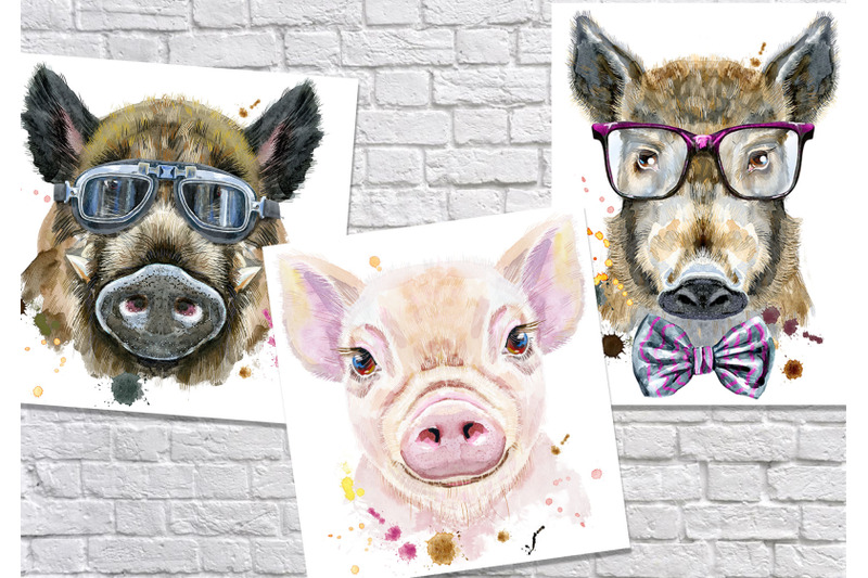 cute-watercolor-pigs