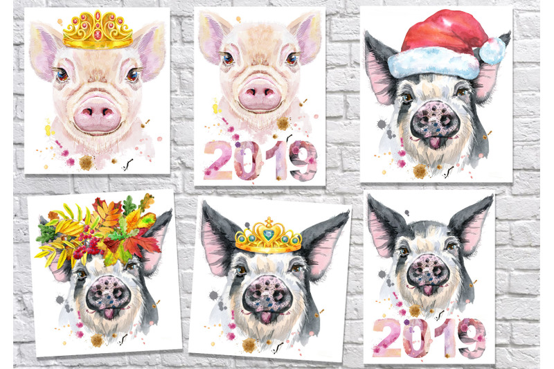 cute-watercolor-pigs