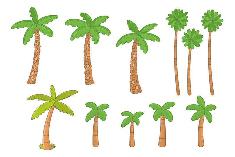 tropical-palm-trees-set