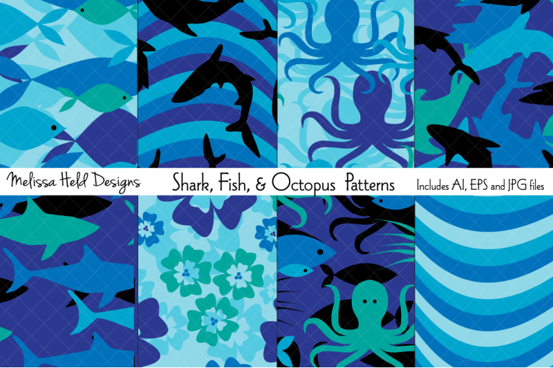 shark-fish-amp-octopus-patterns