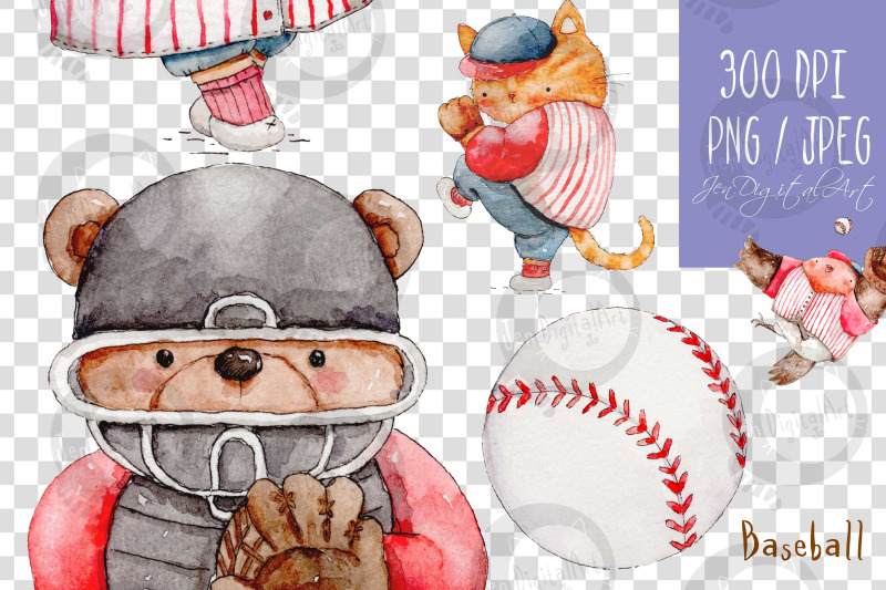 watercolor-baseball-animals-9-png-jpeg-illustrations