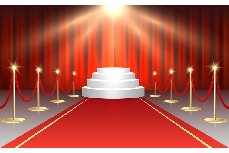 red-carpet-and-round-stairs-podium-in-stage-spotlights