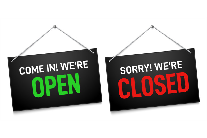 black-open-and-closed-sign-dark-shop-door-signboards-come-in-and-sor