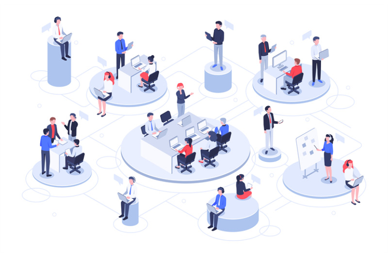 isometric-virtual-office-business-people-working-together-technology