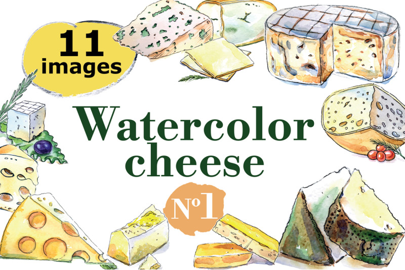 watercolor-cheese-vector-set