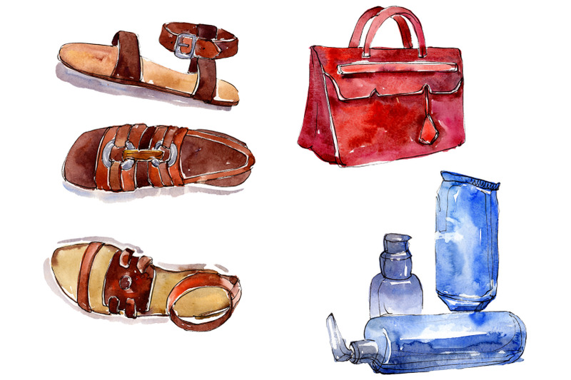 fashionable-set-of-pretty-beauty-watercolor-png