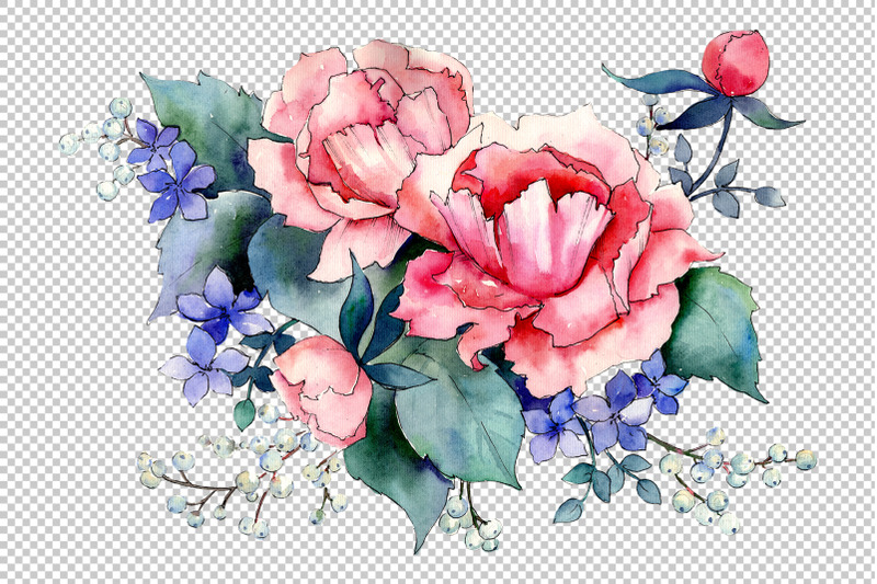 bouquet-red-piercing-looks-watercolor-png