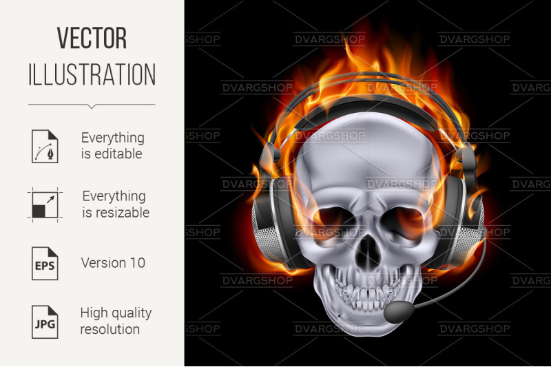 fiery-skull-in-headphones