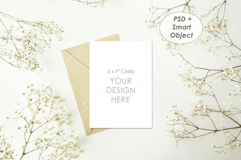 Free 5 x 7 Card Mockup / Wedding Invitation Card / Save The Date Card (PSD Mockups)