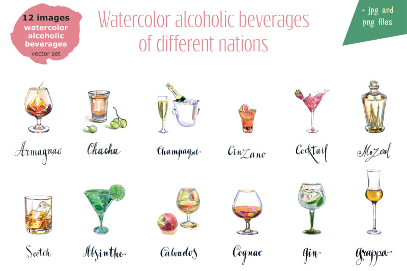 watercolor-alcohol-vector-set