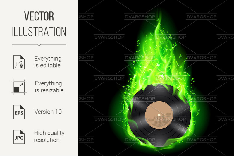 vinyl-disc-in-green-fire