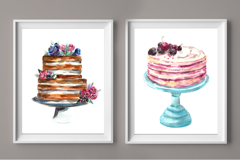 watercolor-cakes-clip-arts-and-prints