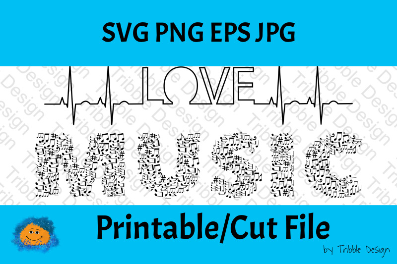 Download Love Music Heartbeat SVG, Music Notes, Decal, Vinyl, Cut ...