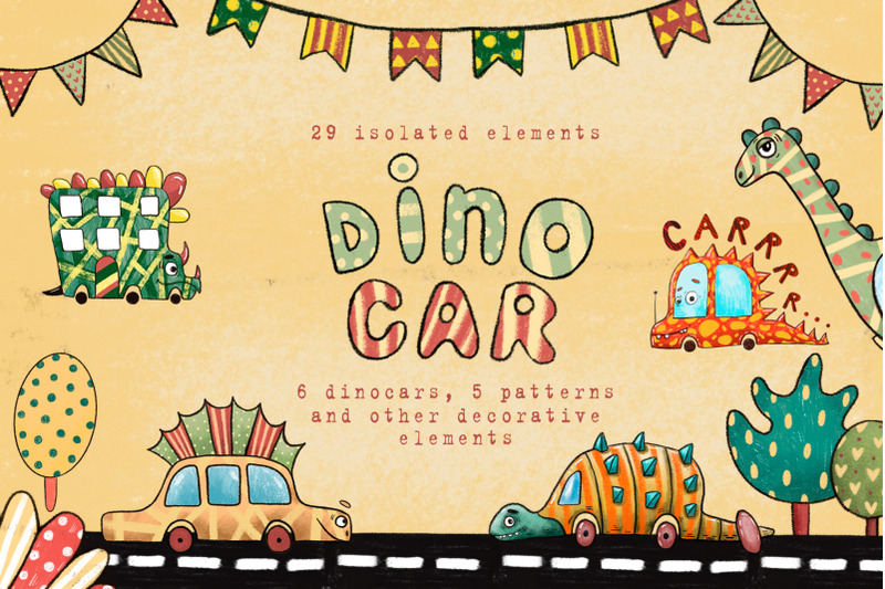 dino-car-clip-art-set