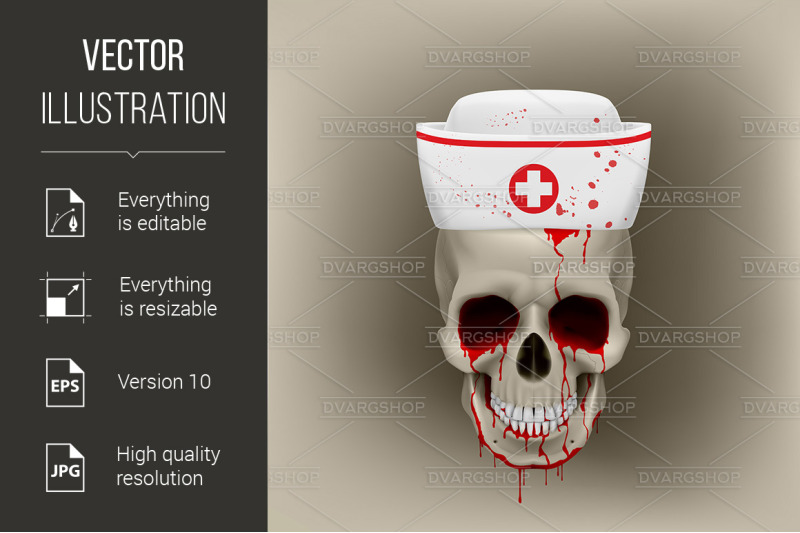 bleeding-skull-in-nurse-cap