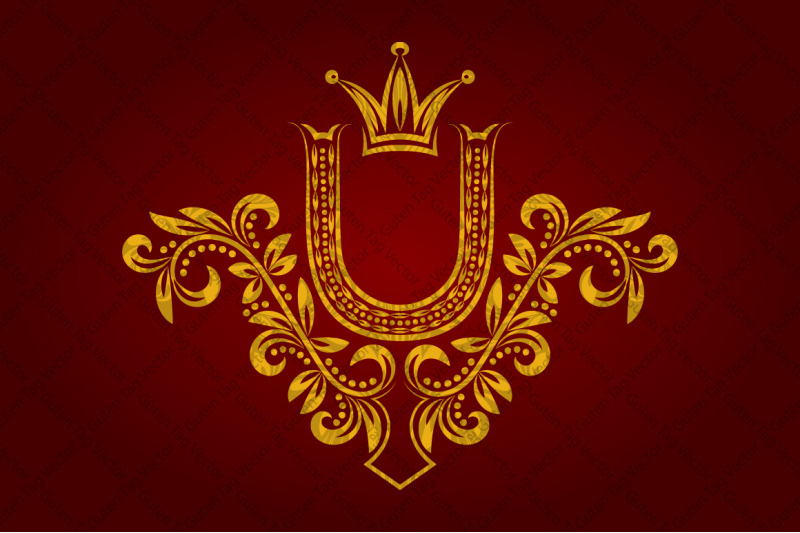patterned-golden-letter-u-monogram
