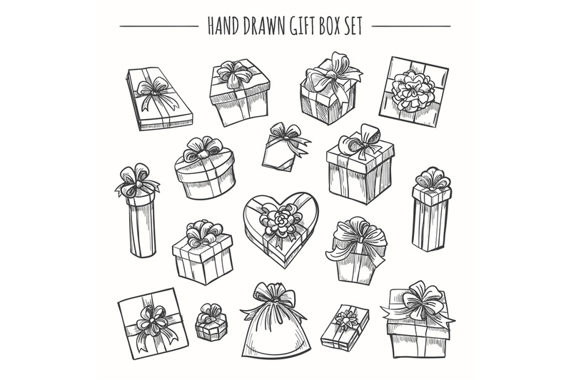 sketch-outline-present-boxes-set