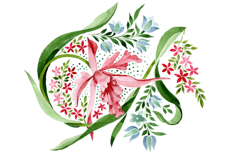 pink-floral-ornament-watercolor-png