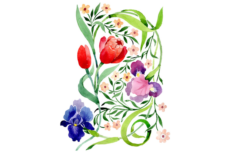 ornament-with-irises-and-tulips-watercolor-png