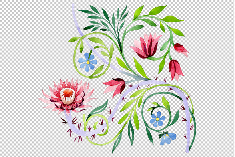 ornament-with-lotus-watercolor-png