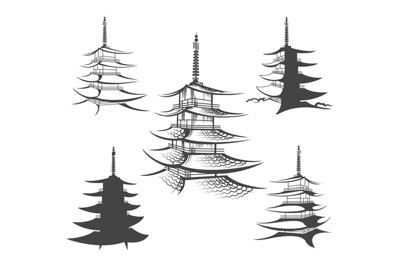asian-pagoda-or-buddhist-house-set